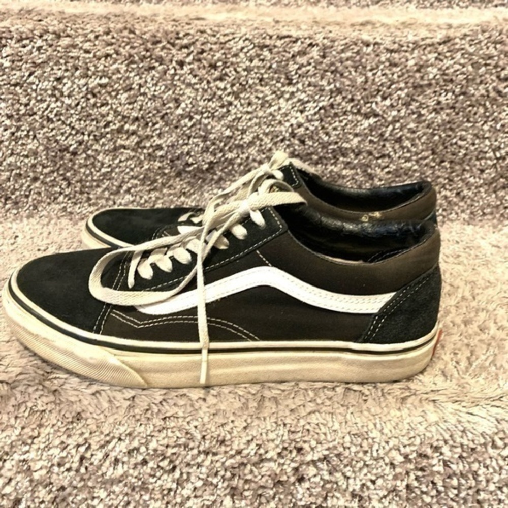 Vans Old Skool Sneakers Suede Canvas Black White Size 7.5